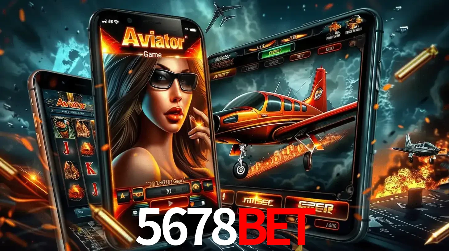 O popular jogo de apostas Aviator exibido em vários celulares e tablets, mostrando a interface emocionante e a ação de voo disponíveis para jogar agora no 5678BET.