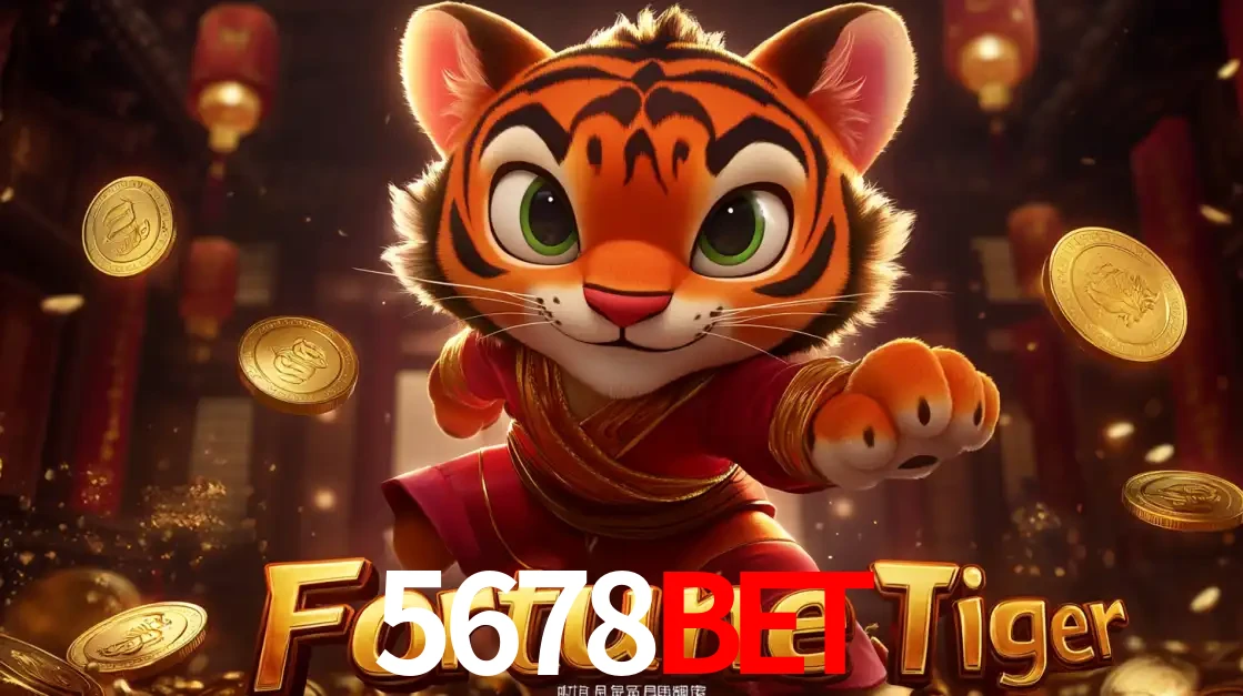 O carismático mascote do jogo de slot Fortune Tiger, um tigre fofo em pose de artes marciais, pronto para trazer sorte e multiplicadores de ganhos no cassino online 5678BET.